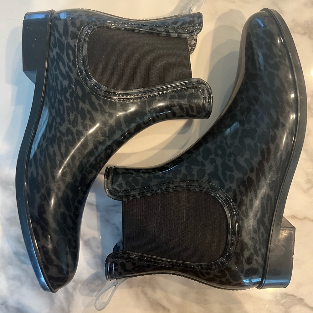 INC international concept, Black Leopard Print Rain Boots